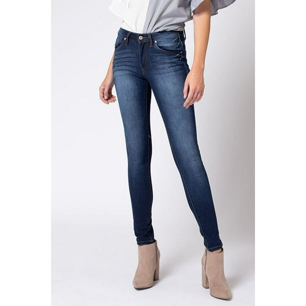Kan Can Womens Mid Rise Skinny Jeans KC7085 